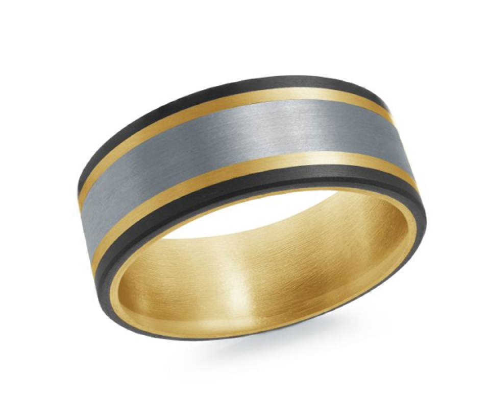 14K/PVD NOIR/TANTALE 9MM MOTIF BROSSÉ - ML MRDTN38Y - MALO 