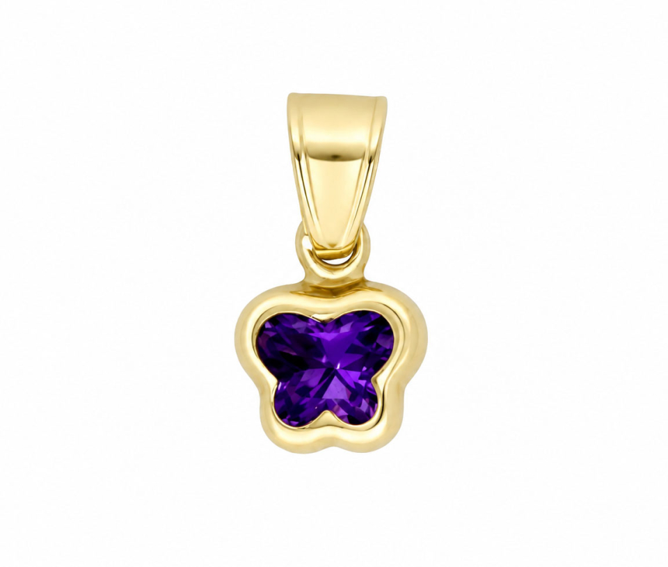 PENDENTIF PAPILLON AVEC CUBIQUE VIOLET