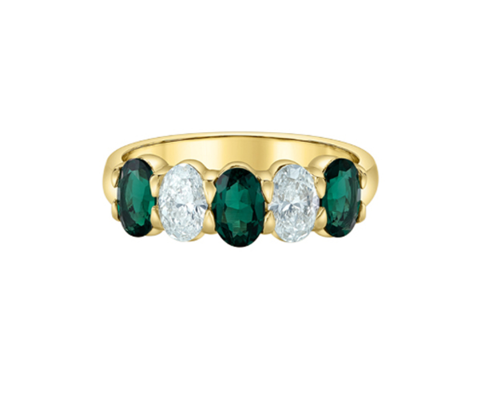 BAGUE EN OR SERTIE DE PIERRES DE LABORATOIRE - CR 52J25YEM - BIJOUX CANADIEN
