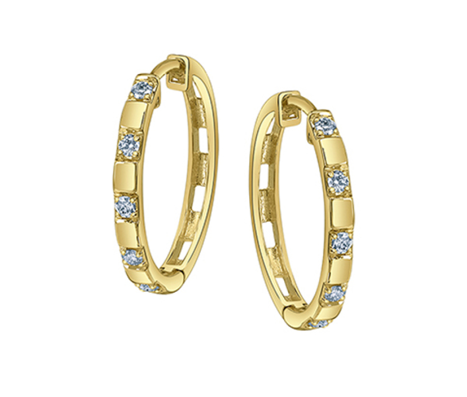 BOUCLES HUGGIES EN OR SERTIES DE DIAMANTS CANADIENS - CR ML1010Y20 - DIAMANT CANADIEN