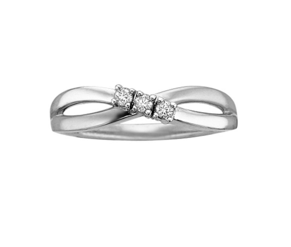 BAGUE STYLE TRINITÉ EN OR 10K SERTIE DE DIAMANTS