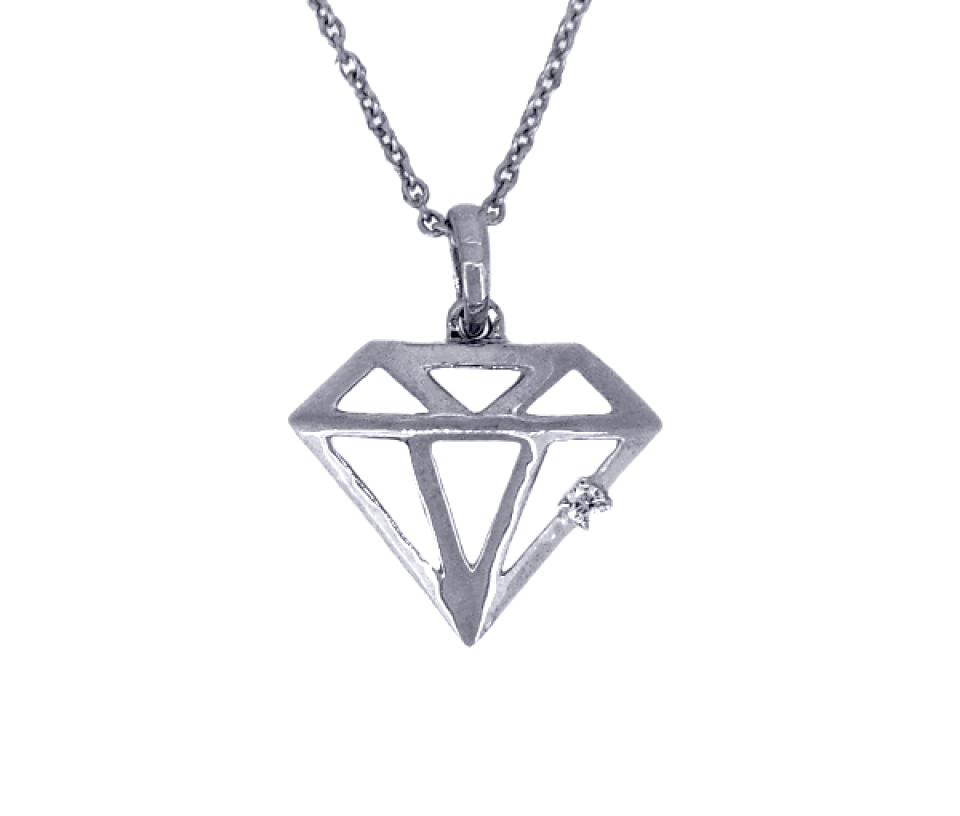 PENDENTIF EN OR À MODÈLES AJOURÉS VARIÉS SERTI D'UN DIAMANT - GN STGP819DW - FAIT AU CANADA