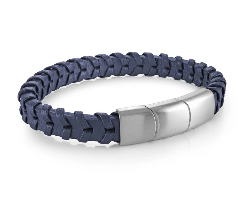 BRACELET EN CUIR TRESSÉ ET ACIER
