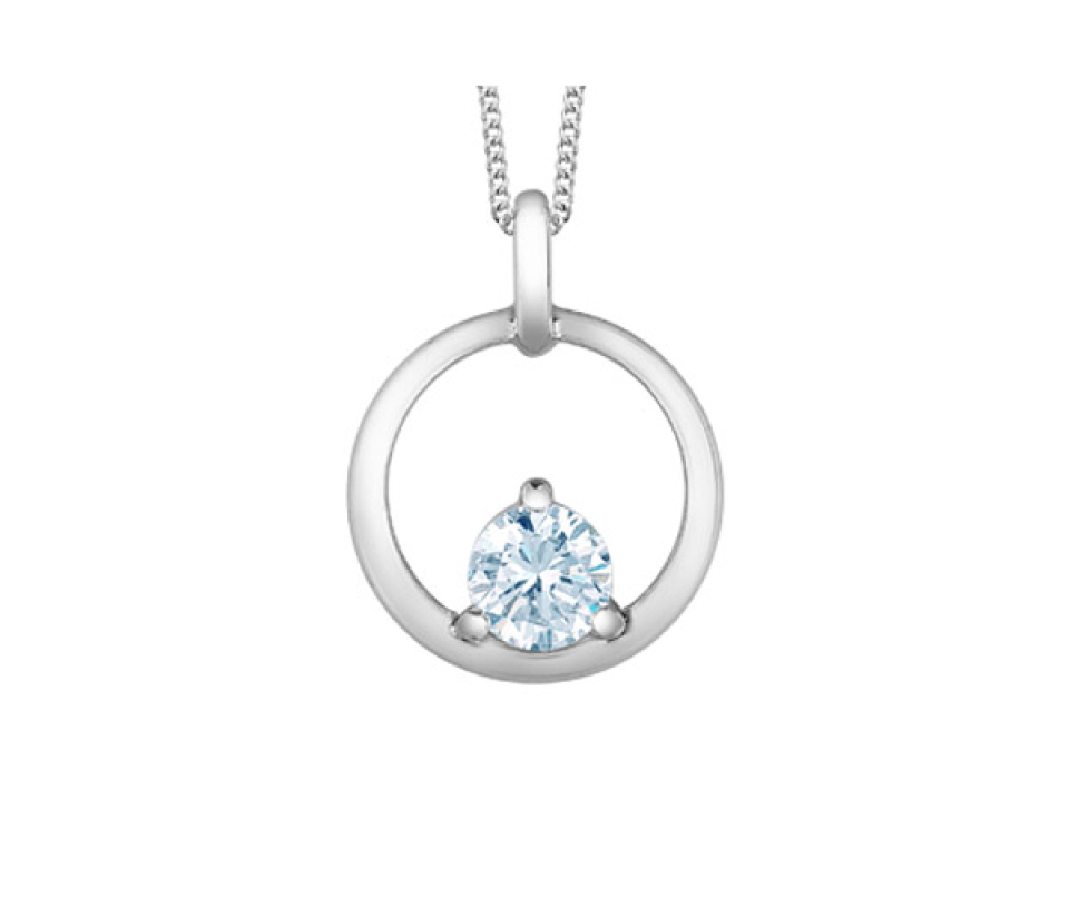 PENDENTIF EN OR BLANC CERCLE AJOURÉ SERTI D'UN DIAMANT DE LABORATOIRE - CR 70014 - BIJOUX CANADIEN
